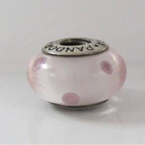 Pandora Light Pink Polka Dot Murano Glass Bead Charm